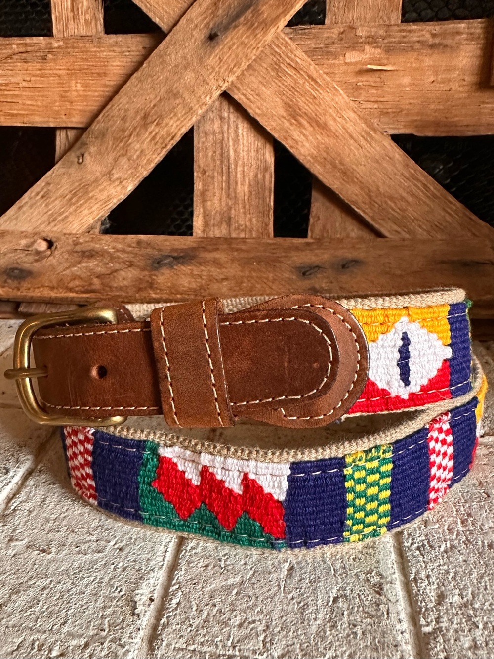 A Tail We Could Wag Cotton & Leather Belt, Handmade colorful weave made USA